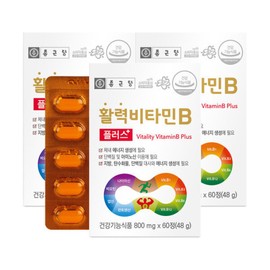 Chong Kun Dang Vitality Vitamin B Plus 60 tablets x 3 Chong Kun Dang Biotin Pantothenic Acid / 활력 비타민B 플러스 60정 x 3개 종근당 비오틴 판토텐산