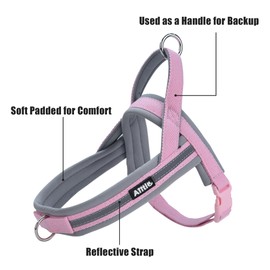 AIITLE No Pull Dog Harness with Soft Padded Handle, Reflective Strips, Escape Proof and Quick Release for Adjusting Harnesses for Puppies or Very Small Dogs, Pink-Grey, XXS