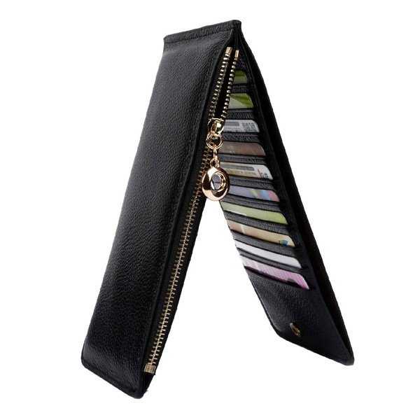 YALUXE Women's RFID Blocking Genuine Leather Wallet Card Holder with