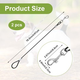 Pack of 2 House Lead for Dogs, Bite Resistant Dog Lead Extension Rope Black Dog Lead Dog Chain Chew-proof Dog Leads for Puppies Small Medium Large Dogs (15 inch/40 cm)