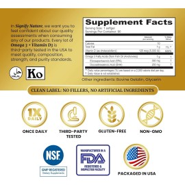 SIGNIFY NATURE Omega 3 Fish Oil Supplement with Vitamin D3 5000 IU - 1000mg Trig