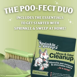 Sprinkle & Sweep Pet Accident Cleanup for all Hard Surface - Non Toxic Quick Pet Mess Cleaner & Odor Remover for Urine, Poop, Vomit, Diarrhea & Potty Training, Hair Balls (1Bag + Sweeper Kit)