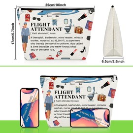 Flight Attendant Gifts Makeup Bag Appreciation Gift for Air Stewardess Pilot Cosmetic Bag Airline Stewardess Gifts for Women Graduation Birthday Present for Flight Attendant Aviation Makeup Pouch