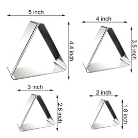 Triangle Cookie Cutter Set - 5 inch, 4 inch, 3 inch, 2 inch - 4 Piece Geometric Frame Plaque Cookie Cutters Shapes Molds - Stainless Steel