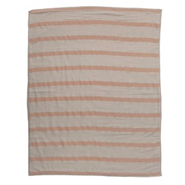 Creative Co-Op Striped Cotton Double Cloth Printed Baby Blanket in Bag, Cream and Rose