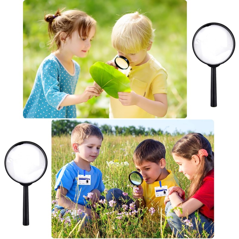 4 lenti di ingrandimento per bambini, per ricercatori, lenti di