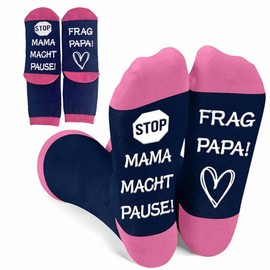 Funny Socks with the Print "Mama macht pause Frag Papa" Non-Slip Funny Cotton Socks as a Gift for Men and Women, Christmas, Valentine's Day and Birthday
