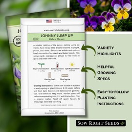 Sow Right Seeds - Violet, Johnny Jump-Up Flower Seed for Planting - Beautiful Flowers to Plant in Your Garden - Non-GMO Heirloom Seeds - Perfect for Spring Containers - Attract Pollinators (1)