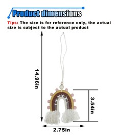 Bohemian Macrame Rainbow Car Charm, Hanging Air Freshener Decor Car Pendant, Handmade Car Rear View Mirror Charm, Auto Essential Oil Diffusers for Car Interior, Baby Nursery, Home (Style One)