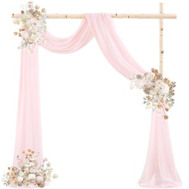 DeZerlor Pink Wedding Arch Draping Fabric 2 Panels 29" x 20 FT Blush Drapes for Backdrop Sheer Curtains Wedding Drapes for Romantic Bridal Baby Shower Ceremony Birthday Party Fall Outdoor Events