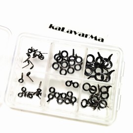 Kalavarma Fishing Rod LS Guides Super Small Ceramic Center Ringed Fishing Rod Guides Casting/Spinning Rod Guides Ceramics Stainless Steel 60pcs (Gray)