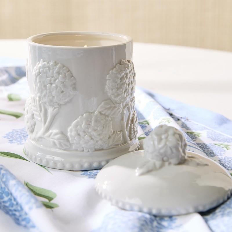 Two's Company Hydrangea Relief Filled Candle | Handcrafted Fine Bone
