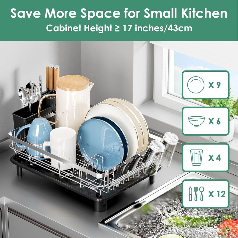 MOUKABAL Dish Drying Rack - Stainless Steel Dish Rack, Dish