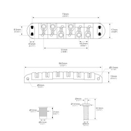 Banworks Electric Locking Roller Bridge Tune-O-Matic Roller Saddle Bridge 51.5mm (2-1/32") String Spacing for EPI Epiphone/Gibson LP Les Paul/SG/ES Style Guitars JT/GDQQ-02 Golden