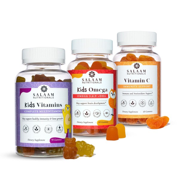Salaam Nutritionals - Vitamin Pack, Omega 3 + Dha for Kids, Multivitamins for Kids, Vitamin C, Vitamin Gummies Bundle, 3 Packs