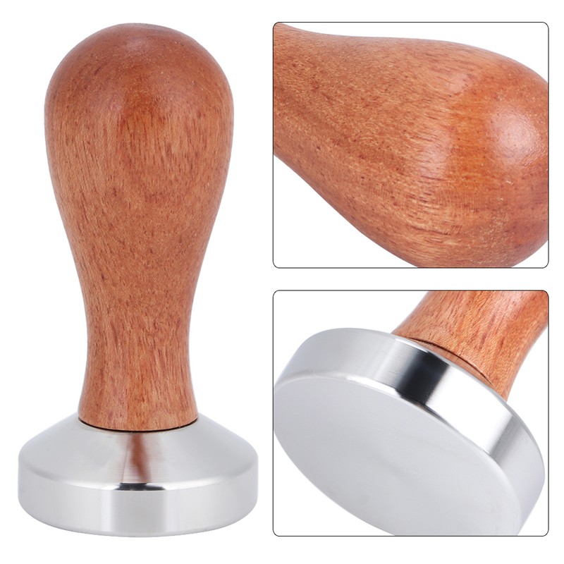 Stainless Steel Manual Coffee Powder Flat Tamper with Wood Handle