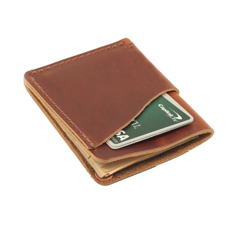 NRA Slim Leather Wave Minimalist Front Pocket Wallet, Brown
