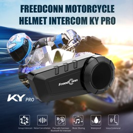 FreedConn - Auriculares Bluetooth para motocicleta, KY PRO, Bluetooth, sistema de comunicación para motocicleta, con cancelación de ruido CVC, música estéreo, FM IP65, impermeable, para casco