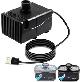 SIBAYS Cat Water Fountain Pump, Pet Water Fountain Replacement Pump for 9.5L/2.5Gal Large Dog Water Fountains(FS68), Mini Submersible Pump