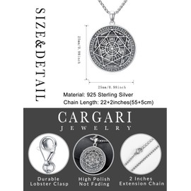 Cargari Seal of the Seven Archangels Necklace for Men Women 925 Sterling Silver 7 Archangels Medal Pendant Spiritual Talisman Religious Amulet Jewelry Gifts