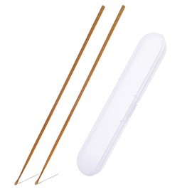DFsucces Bamboo Ear Picks, Set of 2, 6.7 inches (17 cm), Natural Soot Bamboo, Ear Picks, Lightweight, Extra Fine, Storage Case Included
