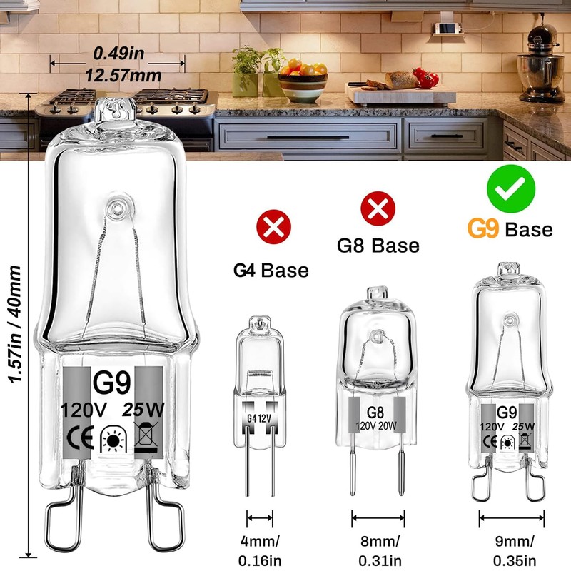 Vannise G9 Halogen Bulb 25W 10-Pack - Long Lasting, Dimmable