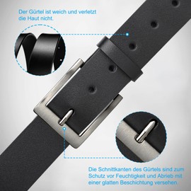 TANGCHAO Men's Leather Belt Classic Pin Buckle 38 mm Wide Men's Belt for Men and Women Black, 02 black