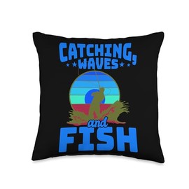 Angler, Fischer, Angel Fish Fish Outifts And Gifts Angel, Angler Fisherman Outfit Bass Fishing Throw Pillow, 16x16, Multicolor