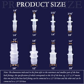 40Pcs Hose Barb Fitting, Barb Reducer, Pipe Connectors Joint Mender Adapter Union for Aquarium Gas Liquid,ID1/2"x1/4",1/2"x3/8",1/2"x5/8",1/4"x3/8",1/4"x3/16", 1/4"x5/32",3/8"x3/16",1/8"x1/4"
