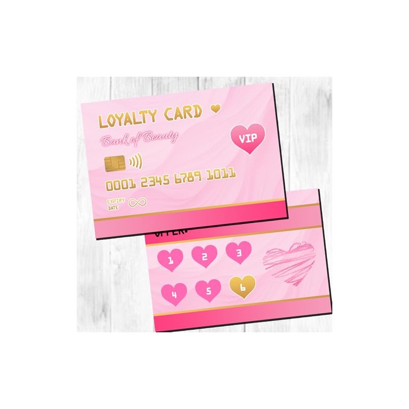 Loyalty Cards Beauty Lashes Nails Business (Pack of 50) (Pink