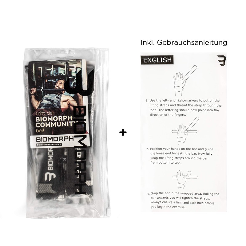 BIOMORPH Professional Lifting Straps 60 cm for Strength Training, Fitness,