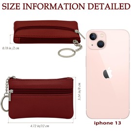 Small Coin Purse, Small Wallet for Woman, Change Wallet, Zipper Coin with 2 Compartments & Keychain,