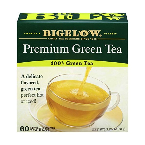 Bigelow Tea Green Tea 60 Count, Premium Blend Bulk Box Green Tea, Caffeinated