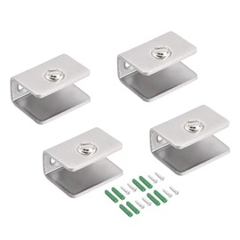 sourcing map Glass Shelf Brackets Stainless Steel Clamp Clip Holder Rectangle for 6-8mm Thickness 4pcs