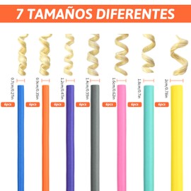 Dokpav 42Pcs Rizadores de Cabello Sin Calor, Rizos Sin Calor para Dormir, Rodillos de Pelo, Rodillo para el Cabello, Tubos para Cabello, Varillas de Espuma para Rizos de Cabello Corto, Mediano y Largo