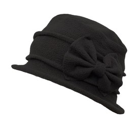 ZffXH Women's Bucket Hat, Black Winter Warm Lady's Driving Vintage 1920s Hat, Ladies Fleece Floral Cloche Hats, Bowler Church Derby Cap, Foldable Bell Beret Hat for Outdoor, Hiking, Trekking