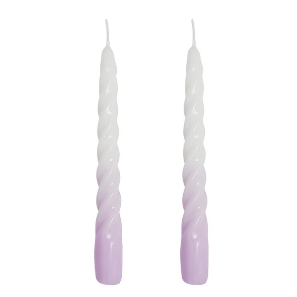 7.3 Inch Hand Made Spiral Taper Candles Smokeless Unscented Holiday Wedding Party Dinner Candles (Pack of 2) (Purple)