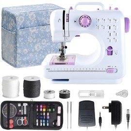 Sewing Machine for Beginners & Kids, Mini Portable Sewing Machines with 12 Built-in Stitch Patterns, 2-Speed Foot Pedal, Perfect for Teaching Daughter Granddaughter to Sew(27 Pieces Sewing Kit & Case)
