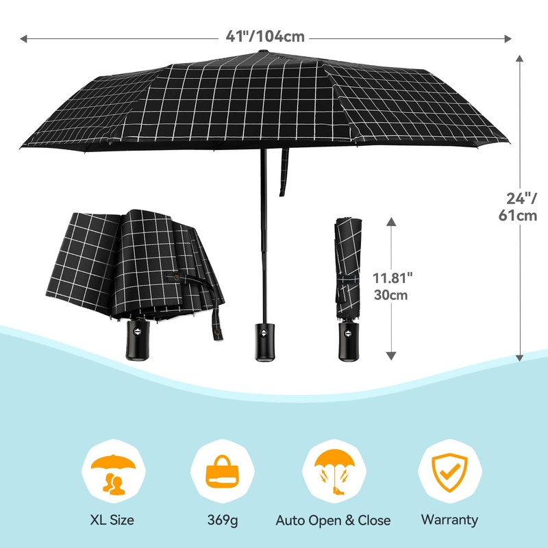 TechRise Umbrella, Compact Strong Windproof Automatic Umbrellas, Folding Lightweight, Portable