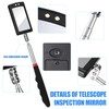 BBTO 4 Pieces Telescoping Inspection Mirror Telescoping LED Lighted Flexible