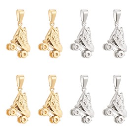 UNICRAFTALE 8 Pieces 2 Colours Ice Skate Pendants 304 Stainless Steel Roller Skate Pendant Stereoscopic Ice Skate Pendant 7.5 x 3.5 mm Hole Metal Pendant for Winter Sports Lovers