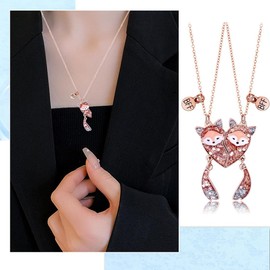 WKRTDY Set of 2 Friendship Necklaces for Girls, Long Necklace as Jewellery, Perfect Gift Idea for Girlfriends, Sisters or Bridesmaids, Ideal as Birthday Gifts