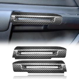 nuoozy Carbon Fiber Inner Door Handle Trim Cover Compatible with Ford Mustang 2015 2016 2017 2018 2019 2020 2021 2022 2023 2024 2025 Interior Decoration Accessories Black (2Pcs)