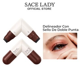 SACE LADY Dual End Eyeliner Stamp – Delineador de Ojos con Sello Doble para Alas Simetricas, Larga Duracion, Resistente al Agua y Facil de Usar para Principiantes,01 Black