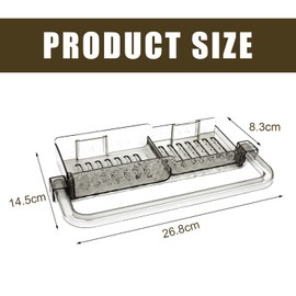 Sponge Holder Sink, Sponge Tray Kitchen No Drilling, Hanging Sink Organiser with Dish Cloth Holder, Sponge Holder Kitchen Sink for Sponge, Brush, Sink Plug, Plastics, Transparent Grey