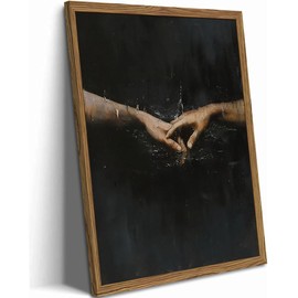 Dark Academia Wall Art, Moody Gothic Wall Decor Vintage Creepy Aesthetic Holding Hands Canvas Artwork for Bedroom Living Room Framed 12x16 inch