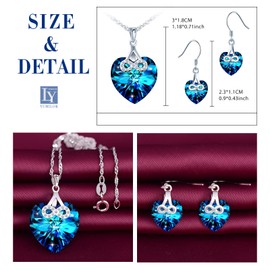 Yumilok Women's Heart Necklace in 925 Sterling Silver Women's Stud Earrings Set Jewellery Set Earrings for Women Girls Crystal Zirconia Infinity, Crystal, Cubic Zirconia