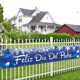 FHGG Feliz Día Del Padre Decorations Banner Backdrop Blue Glitter Happy Father's Day Party Dad's Papa's Dad Garland Sign Background Family Photo Banner for Mexican Party Supplies Home Celebrate