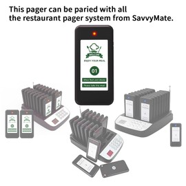 Single Restaurant Pager Rechargeable Buzzer Compatible with SavvyMate Wireless Restaurant Pager System for Food Truck,Nursery,Hospital,Church