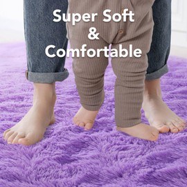 4x5.9 Purple Area Rugs for Bedroom Living Room, Soft Non-Slip Rug Fluffy Shag, Fuzzy Indoor Shaggy Carpet for Dorm Home Decor
